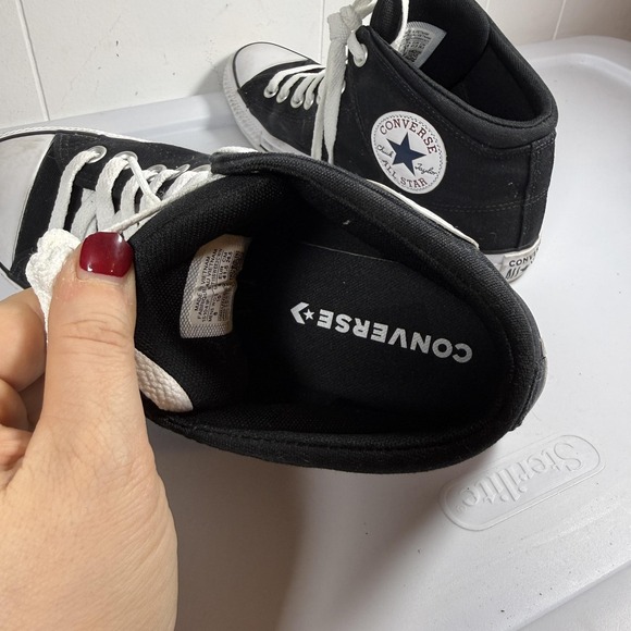 Converse Chuck Taylor All Star Shoes Mens Size 8 Black Canvas Mid Top Sneakers - Picture 10 of 11